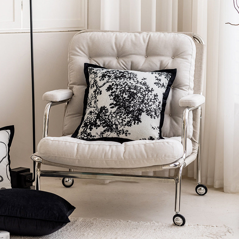 侘寂风法式黑白灰格子轻奢高档沙发抱枕靠垫样板房靠枕民宿色腰靠,淘宝优惠券,粉丝福利购,淘宝优惠卷