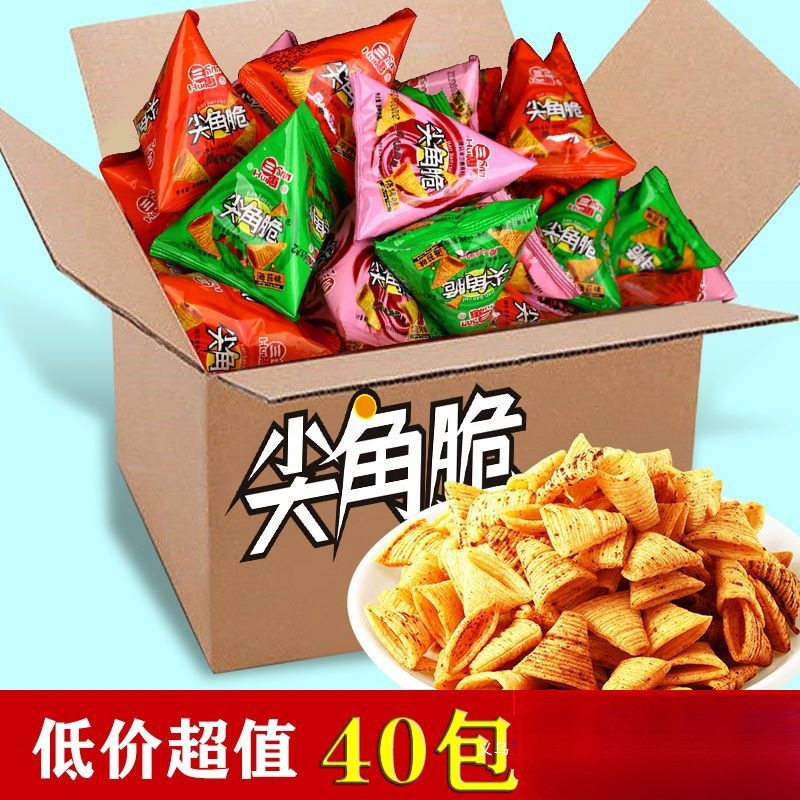 Hot-Selling Value Pack of 100 Bags of Tiger Tooth Crispy Snacks for Leisure, Small Pouches for Game Rooms, Whole Box of 10 Packs at a Discount