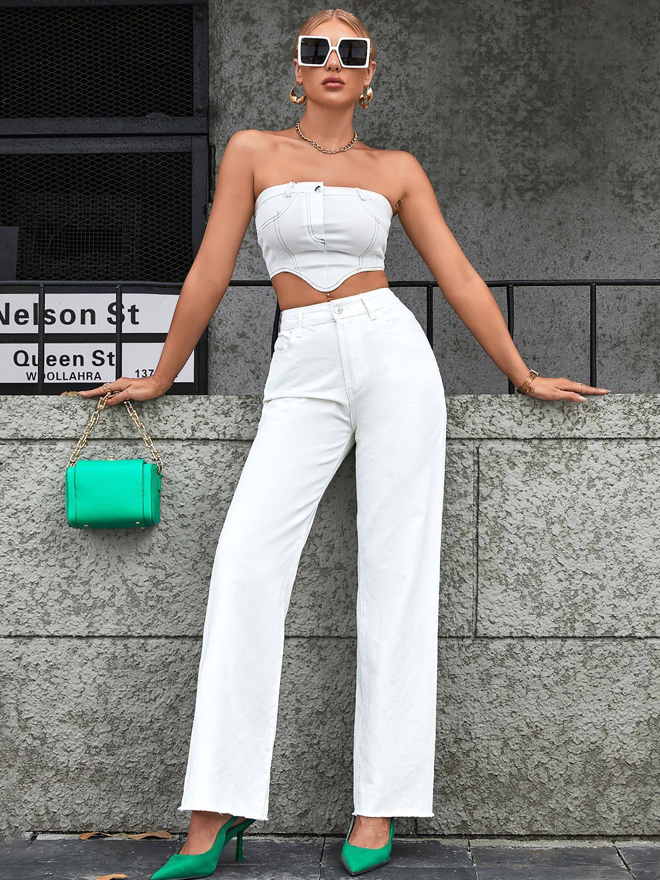 Womens Straight Leg Denim Jeans Slim Fit Versatile Style Trendy Design Casual Wear Ready to Ship