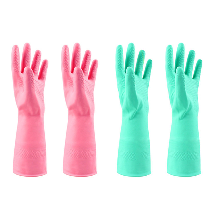 Qingqingmei dishwashing gloves household kitchen durable household rubber leather laundry female fleece-lined waterproof latex cleaning
