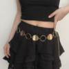 New Hot Selling Personalized Geometric Ring Splicing Metal Waist Chain for Women Hip-Hop with Skirt Hollow Body Chain Accessories