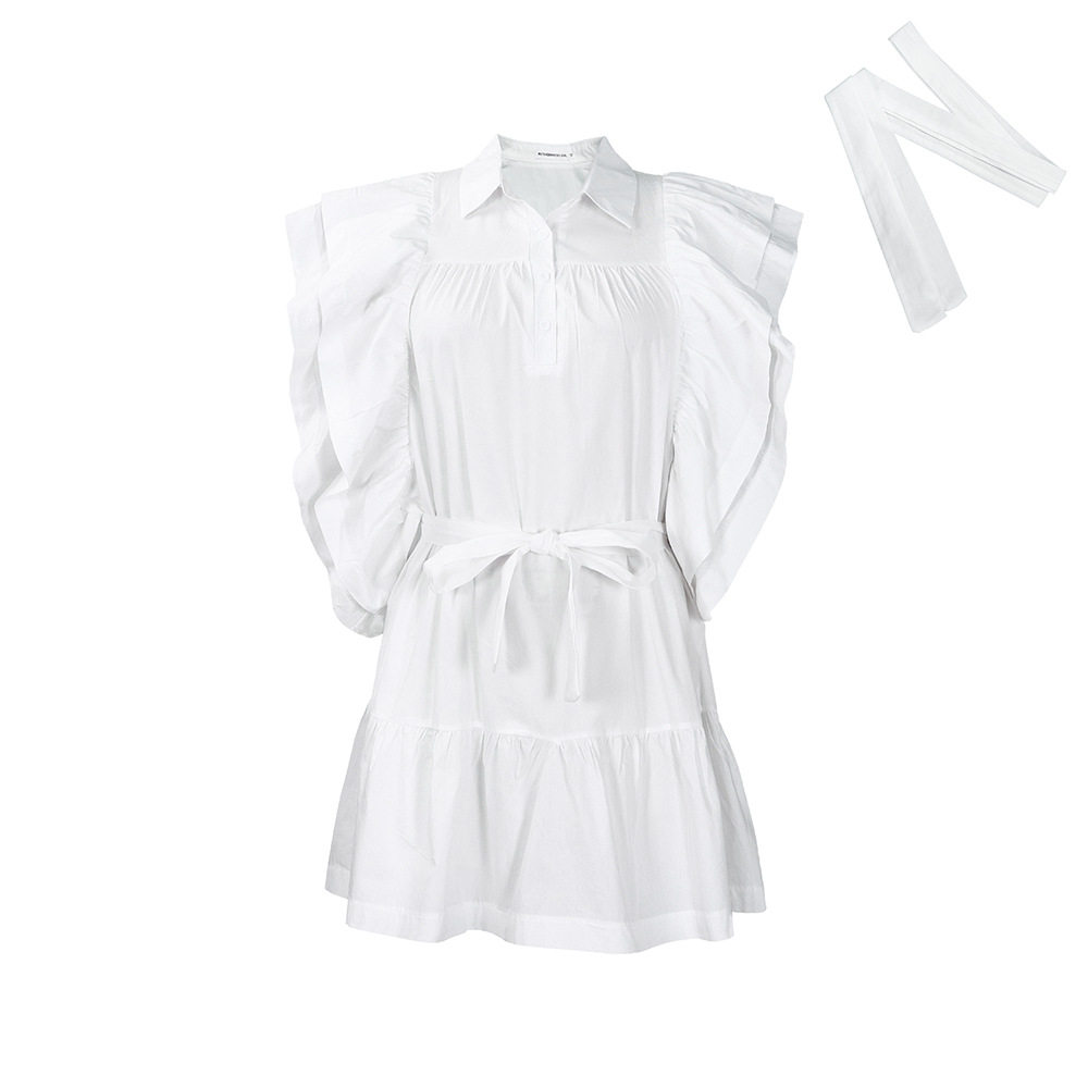 Plus Size Womens A Line Dress Fashion Lapel Collar Flutter Sleeves Comfortable Fabric Casual or Party Wear