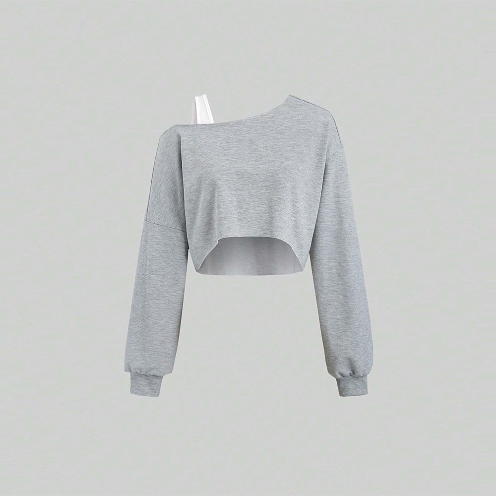 Womens Trendy Sports T Shirt Asymmetrical Neckline Long Sleeve Spring Summer Style Wholesale Available