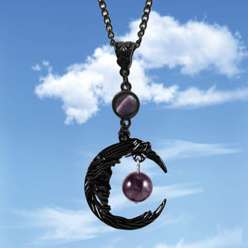 Cross-Border Export Gothic Natural Amethyst Moon Goddess Pendant Charm Necklace Factory Direct Sale