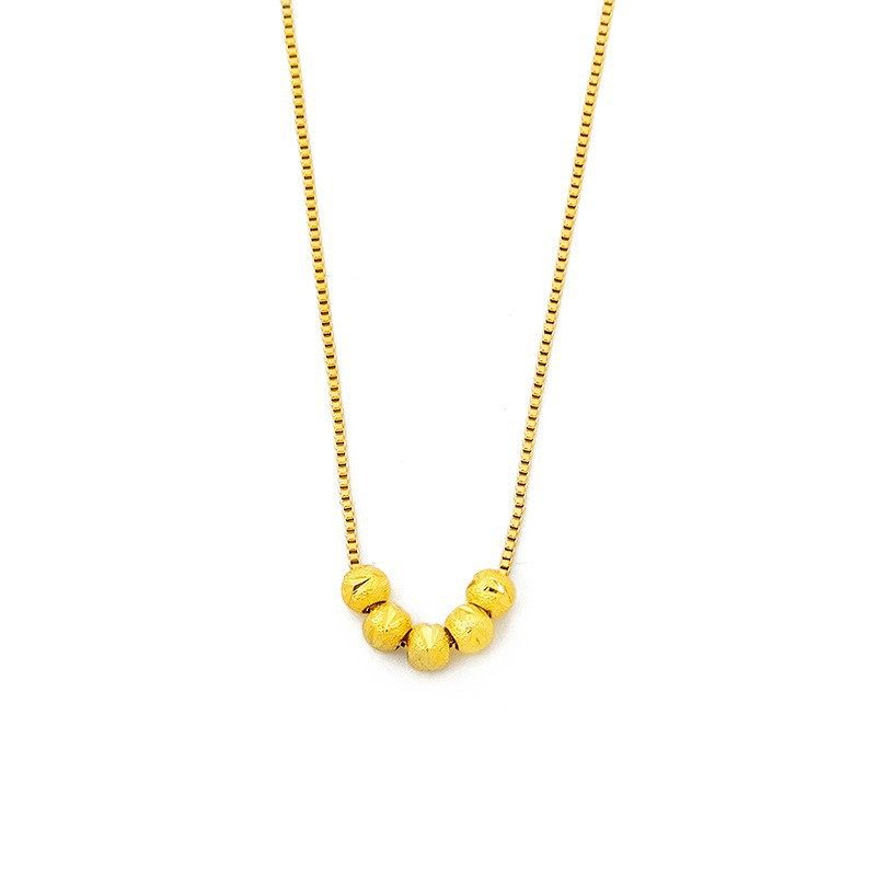 Fashion Tiktok New Wufu Linmen Micro-inlaid Necklace Women's Copper Fashionable Light Luxury Style Transfer Beads Collarbone Chain Without Fading