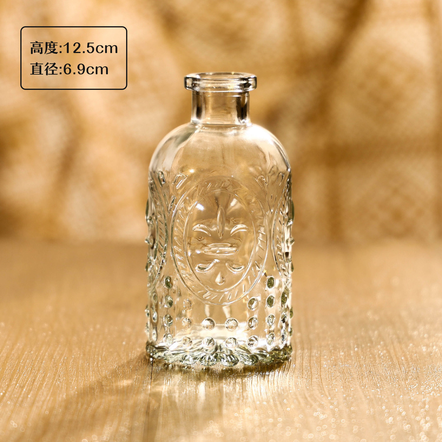 跨境热销复古玻璃花瓶插画高级感香薰瓶 透明ins风摆件小花瓶套装