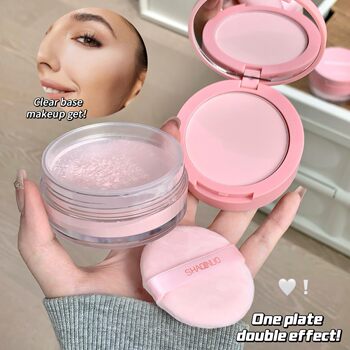 Cross-Border Shaqinuo Double-Effect Clear Honey Powder Powder Cake Oil Skin Oil Control Long-Lasting Makeup Student Party Loose Powder Setting Powder Makeup
