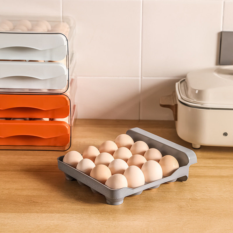 Refrigerator Egg Storage Box, Drawer-Style Fresh-Keeping Box, Kitchen Egg Box, Large Capacity Egg Tray, Sealed for Home Use