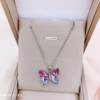 Cross-border Hot Sale Micro-inlaid Zircon Gradient Magic Color Butterfly Titanium Steel Necklace Women's Fashion Simple Elegant Personalized Copper Pendant