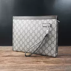 Fashionable and Personalized Small Square Bag Soft Leather Real Clip Social Boy Clutch Bag Large Capacity Toiletry Bag Beige Trendy Men's Bag
