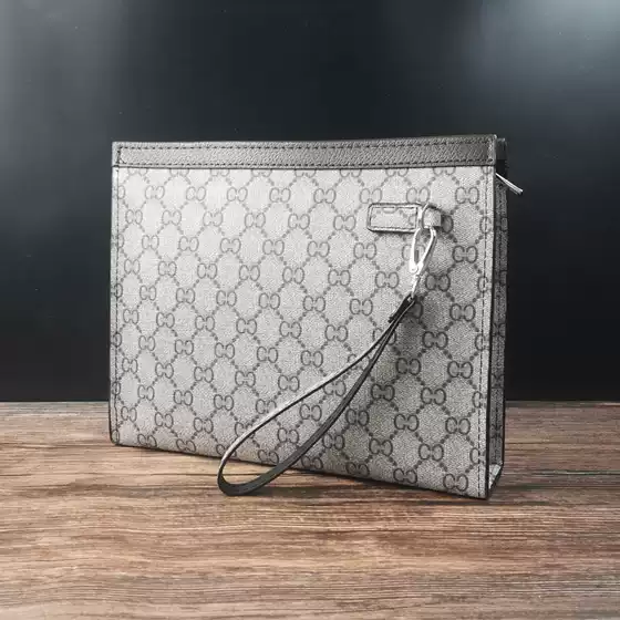 Fashionable and Personalized Small Square Bag Soft Leather Real Clip Social Boy Clutch Bag Large Capacity Toiletry Bag Beige Trendy Men's Bag