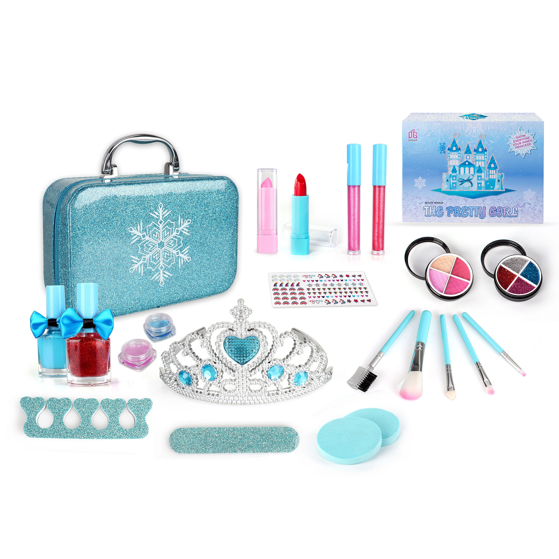 Amazon's New DIY Kidsren's Tattoo Ice and Snow Pack Makeup Princess Play House Performance Manicure Blush Set