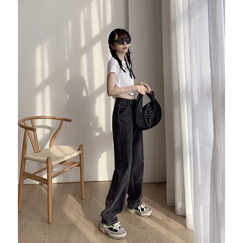High Waisted Loose Fit Vintage Denim Jeans for Women Spring Collection Versatile Flattering Full Length Wholesale