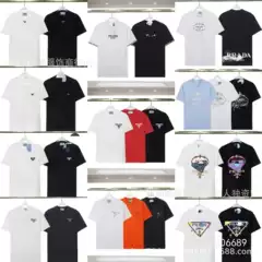 Cross-border High Version Pra Home PRA Short-sleeved Top Front and Back Letter Printed Unisex in stock Loose T-shirt