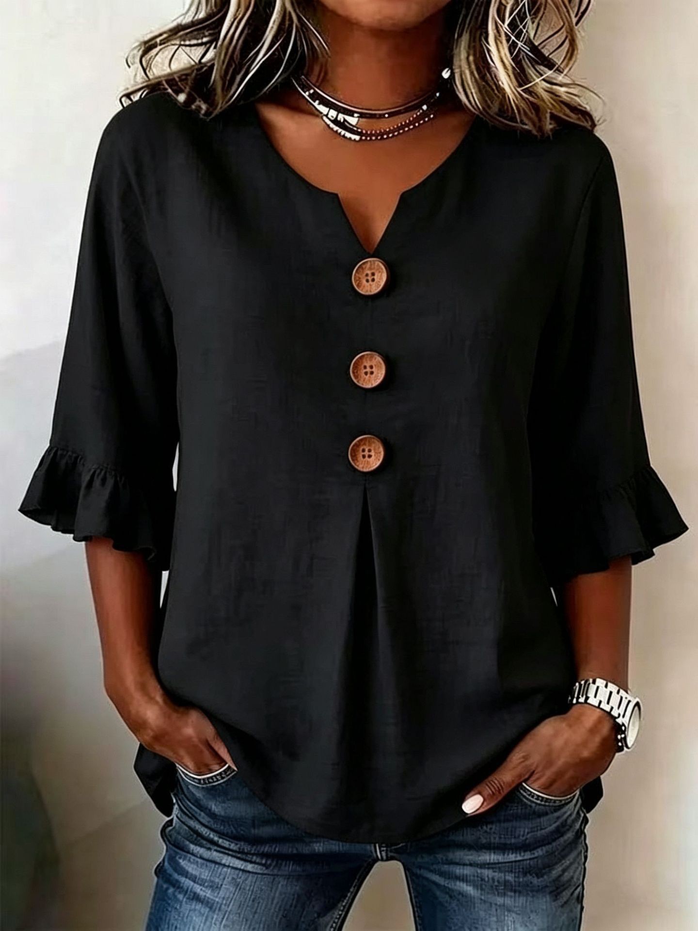 Womens V Neck Ruffle Sleeve Dress Comfortable Elegant Design Summer Casual Wear Wholesale Available