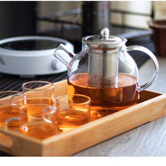 Simple transparent glass flower teapot stainless steel filter liner teapot electric ceramic stove heating boiling water teapot