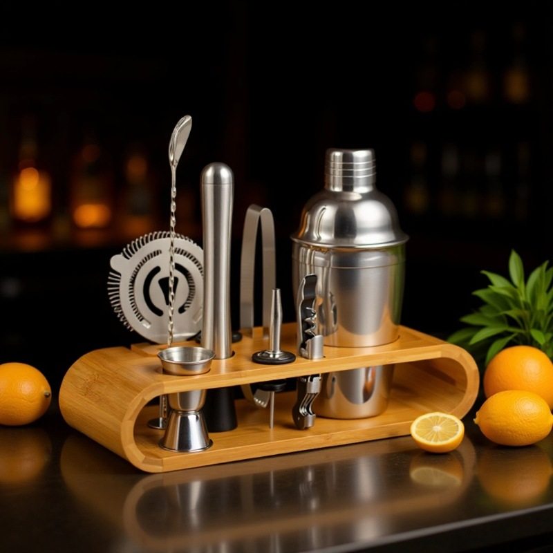 Cross-Border Bartending Tools Shaker 10-Piece Set Stainless Steel Shaker Cup Mixing Cup Bartending Set Bar Supplies