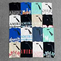 Amiri High Street Style Unisex Couple's Matching Loose Short-Sleeve T-Shirt, Summer Thin Round-Neck Short-Sleeve T-Shirt, Loose Fit