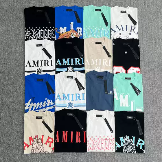 Amiri High Street Style Unisex Couple's Matching Loose Short-Sleeve T-Shirt, Summer Thin Round-Neck Short-Sleeve T-Shirt, Loose Fit