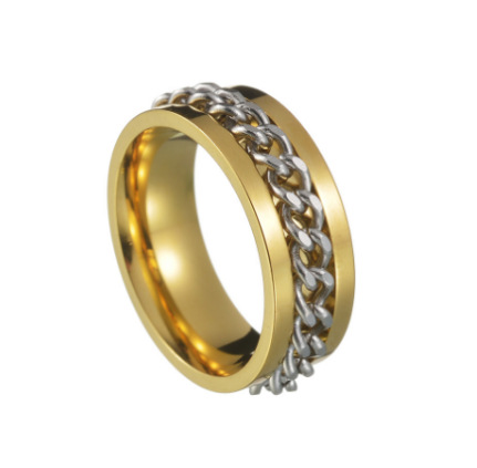 2023亚马逊欧美新款酷炫钛钢情侣高品质旋转减压抗燥朋克戒指货源