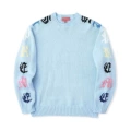Gothic Letter Knit Sweater (Light Blue)
