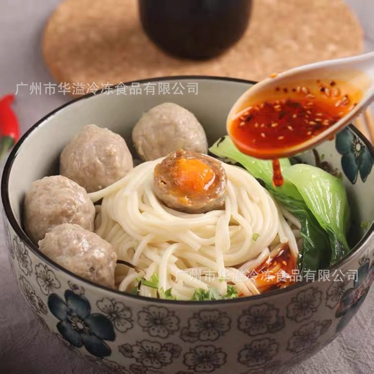Qijiajiu popcorn beef balls 2 jin about 53 tablets/box hot pot balls quick-frozen salted duck egg yellow beef balls