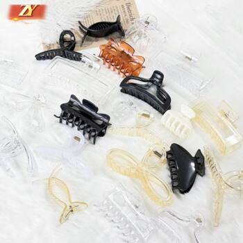 Large Plastic Shark Clips Wholesale, Transparent Plastic Bottom Clips, Fashionable Unprocessed Hair Clips, Hair Accessories