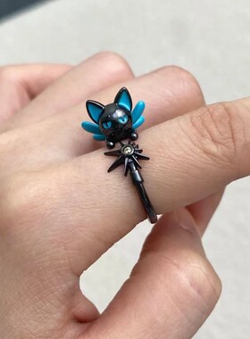 魔卡少女天使精灵彩对戒小可斯比戒指卡通可爱创意简约精致指环