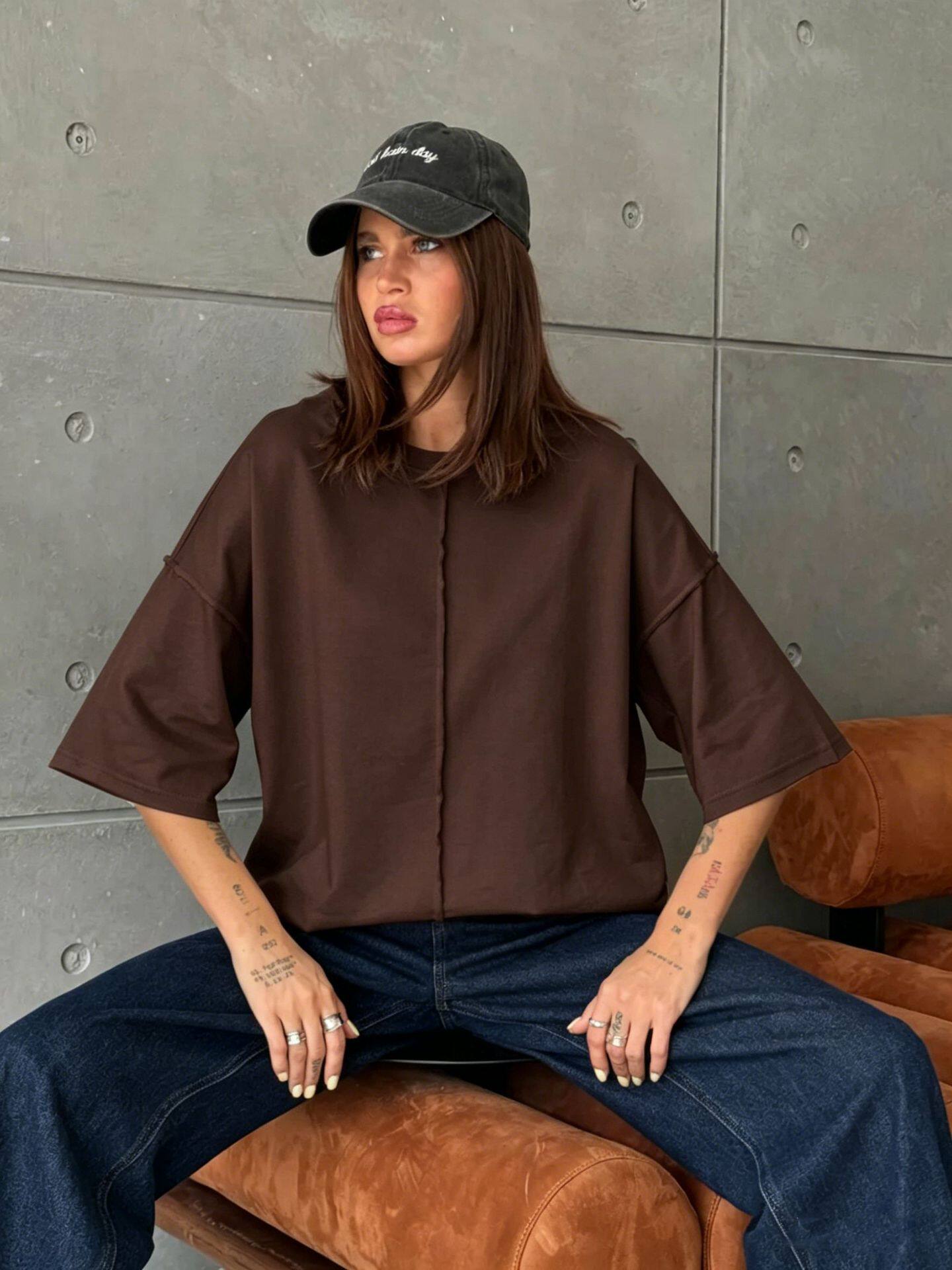 Womens Loose Fit Cotton T Shirt Distressed Short Sleeve Color Block Design Spring Summer Casual Wear Wholesale