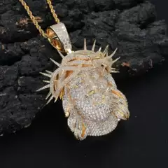 Cross-Border European and American Hip-Hop Portrait Pendant Full of Diamonds and Zircons, Street Style Personality Trendy Brand Portrait Jewelry Accessories
