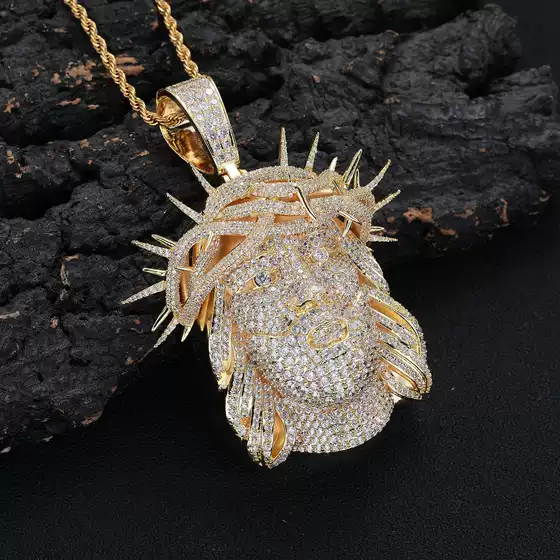 Cross-Border European and American Hip-Hop Portrait Pendant Full of Diamonds and Zircons, Street Style Personality Trendy Brand Portrait Jewelry Accessories