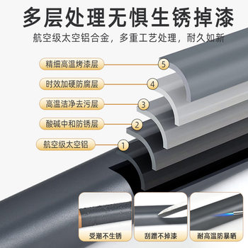 ✅ Non-Grooved Clothes Drying Rod, Top-Mounted Balcony Clothes Drying Rod, Space Aluminum Alloy Clothes Hanging Rod, Hanging Type Ceiling-Mounted Clothes Rod