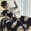 Half-side velvet blanket office sofa blanket black and white two-sided nap thickened blanket autumn and winter velvet blanket