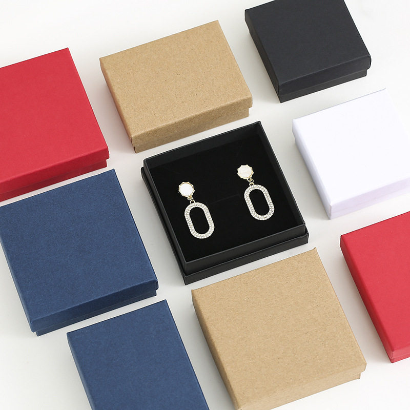 Spot black jewelry box jewelry packaging paper box bracelet ring earring pendant bracelet necklace box with logo