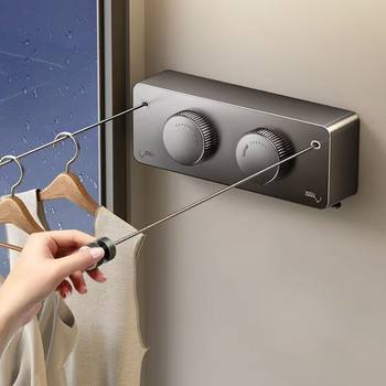 Clothesline non-perforated non-slip retractable tightening stainless steel drying line indoor balcony wall hanging clothes rack