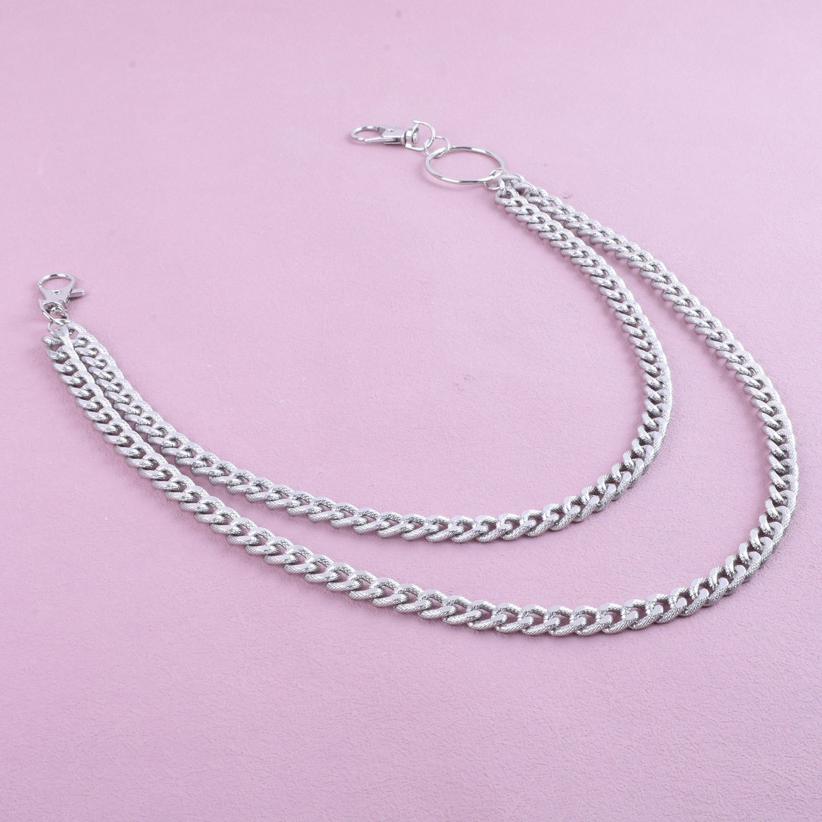 Qifu Fashion Trendy Double-Layer Metal Trouser Chain, Versatile and Simple Denim Clothing Accessories Trouser Chain