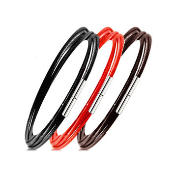 Red and Black Wax rope men's and women's jade pendant accessories rope stainless steel rice buckle pendant lanyard
