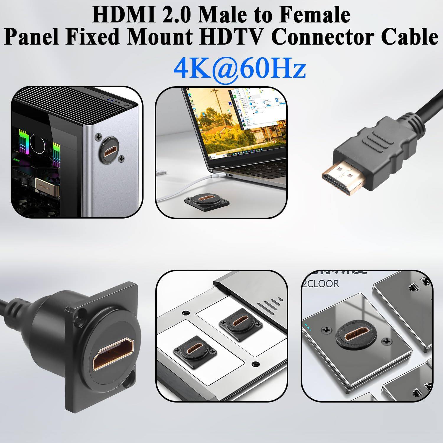 Round and Square 4K High-Definition HDMI Male-To-Female Compatible Micro HDMI Yacht Instrument Panel Car Waterproof Cable