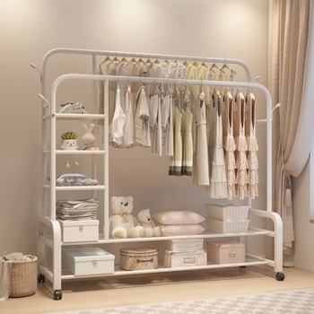 Clothes Rack Floor-Standing Vertical Bedroom Balcony Thickened Coat Rack Home Clothes Drying Rack Indoor Multi-Layer Clothes Hanging Rack
