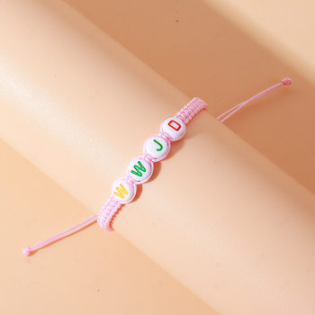 Amazon's Popular Cross-Border Hand Jewelry Wwjd Letter Pink Braided Bracelet String Set Adjustable Personalized Bracelet Line
