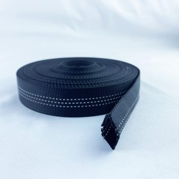 Black Hollow Webbing with Three Reflective Strips, Imitation Nylon, Car Seat Belt, Child Seat Protection Belt