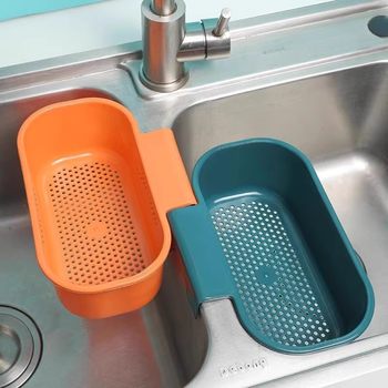 Hangable Kitchen Sink Drain Basket Filter Basket Plastic Storage Rack Kitchen Leftovers Residue Filter
