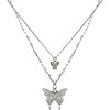 Flash Diamond Butterfly Double Layer Necklace for Women Ins Niche Design Easiest for Match Light Luxury Cold Style Clavicle Chain as a Gift for Best Friend