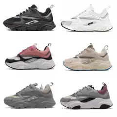 Putian Shoes Casual Sneakers B2299 Versatile Genuine Leather Retro Flats Outdoor Breathable Mesh Dad Shoes