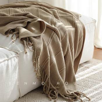 Log Style Knitted Casual Blanket Sofa Decorative Blanket Its Color Model Room Soft Decoration Nap Blanket Towel