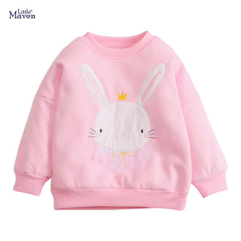 Fall & Winter Fleece-lined Kids' Top, Cartoon Long-sleeve Cotton Children's Hoodie