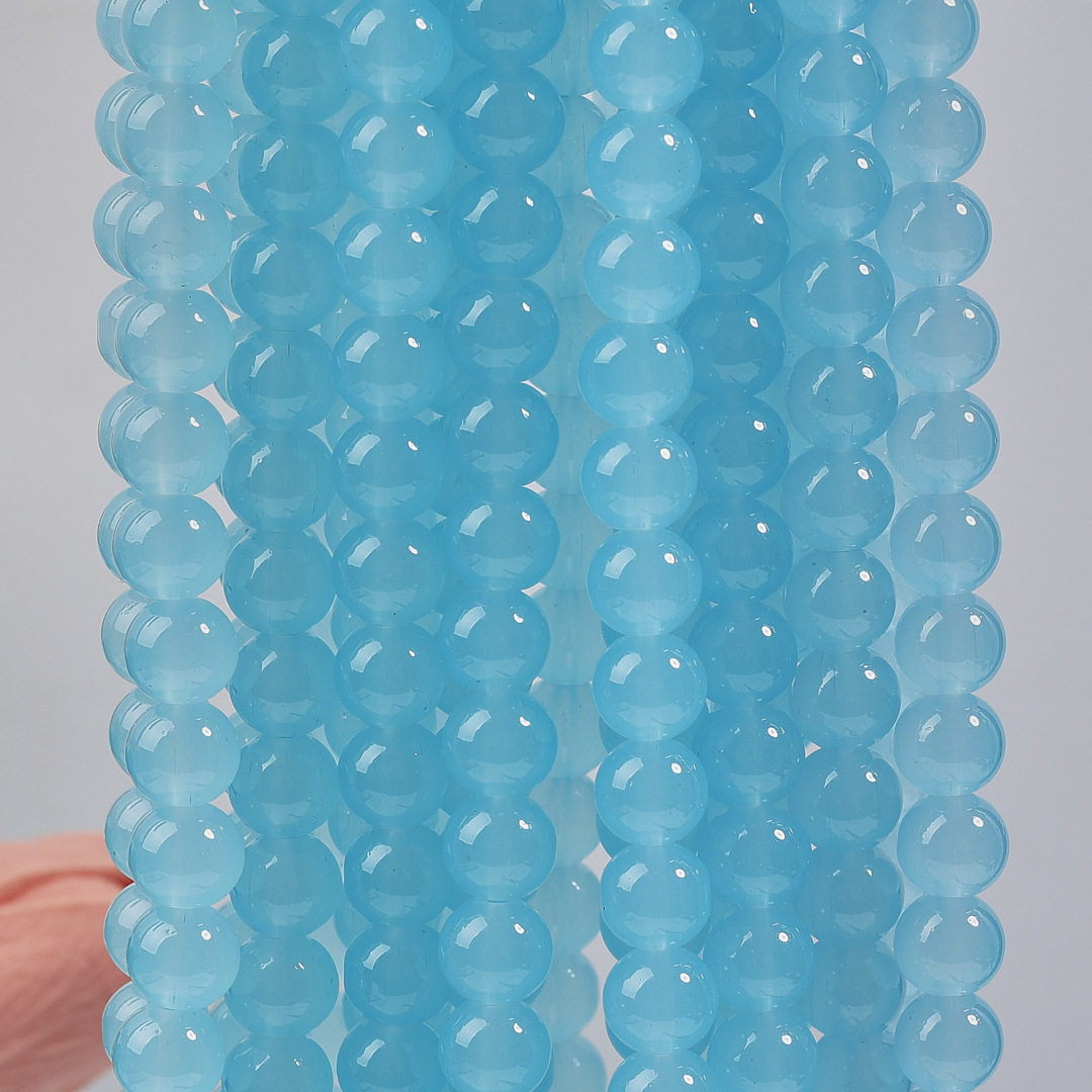 玻璃仿玉圆珠纯色散珠手工diy玉髓手链项链散珠子琉璃珠饰品配件
