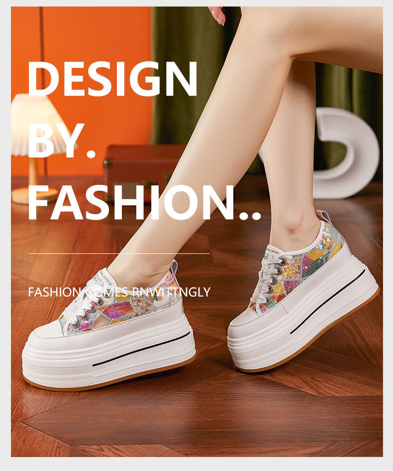 Sandal cao gót nữ hở mũi quai ngang đế dày — Trắng, Bạch kim chi tiết 10