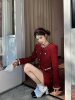 Red Christmas and New Year Suit for Women, New Winter Style, Rich Daughter, Small Fragrance Style Waist Jacket and Skirt Two-Piece Set