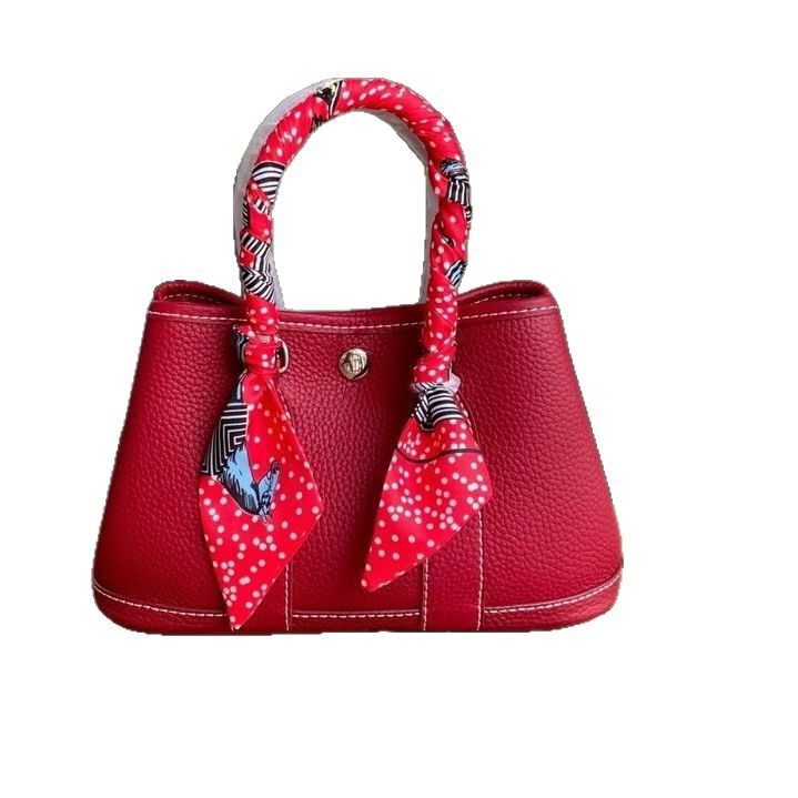 2026 New Model Top-Layer Cowhide Pebbled Leather 25cm 30cm 36cm Garden Bag Genuine Leather Handbag Versatile Crossbody Bag